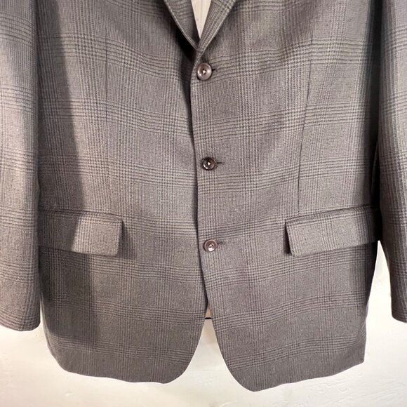 Nautica Mens Gray Tweed Plaid Wool Cashmere Blazer Jacket 46L Superior Tailoring - Picture 9 of 16